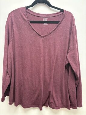 4 for $25 ❤️ George Plus Burgundy V-Neck Long Sleeve Tee | Size 3X ❤️